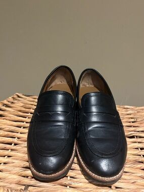 Classic Black Leather Loafers for Women